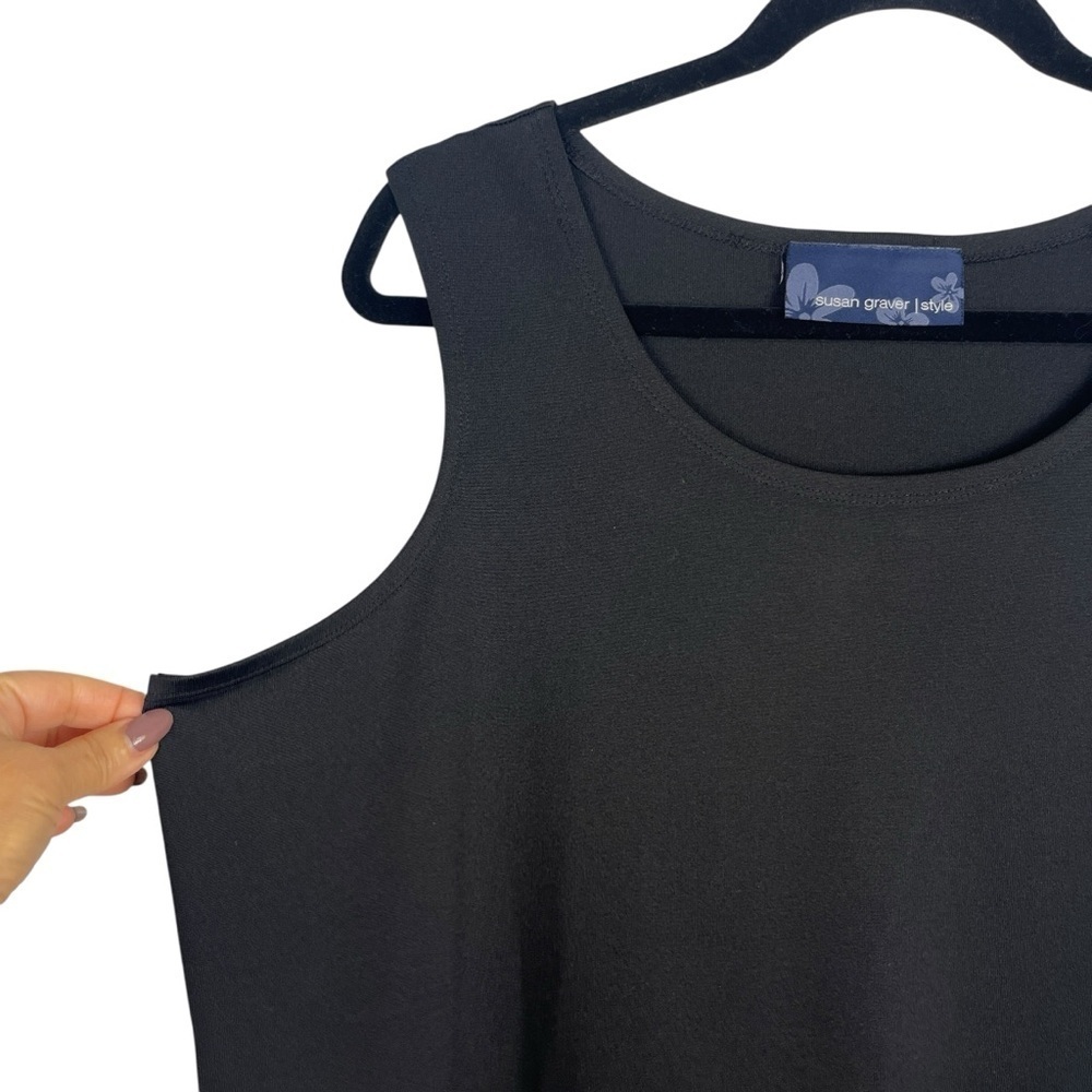 SUSAN GRAVER STYLE Classic Tank Top Shell Black Est Size 1X Sleeveless Capsule - Picture 5 of 6